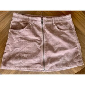 AE American Eagle Zip-Up Mauve Corduroy Mini Skirt Size 12